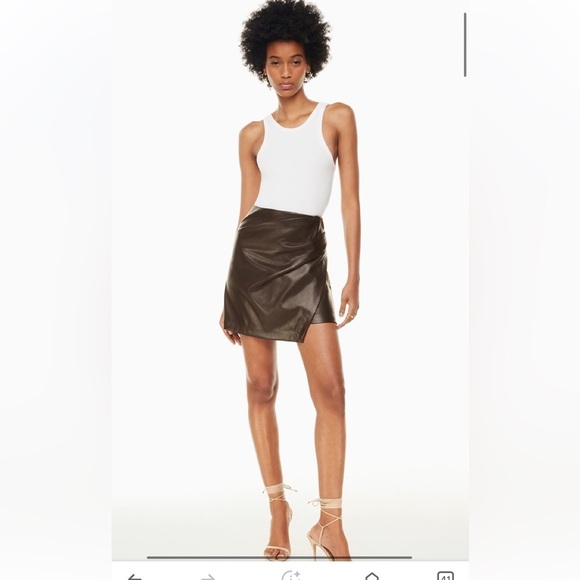 Wilfred Dresses & Skirts - Aritzia High-waisted Vegan Leather mini wrap skirt Size XS-S